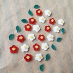 作品【在庫補充しました！】ちっちゃくて可愛い☆紅白梅の花&葉っぱ☆プラバンパーツセット