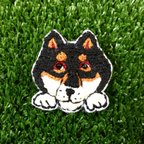 作品黒豆柴犬刺繍ブローチ  