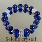 作品カイヤナイト　ジルコニア　ブレスレット　人気　　　　　　天然石ブレスレット　キラキラ　Selene crystal