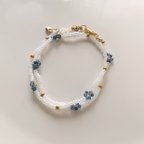 作品＊お花シリーズ＊徳島阿波藍色＊フラワービーズネックレス＊