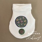 作品手縫い刺繍ドッグトレーナー　＜緑のフラワーダンス＞サイズS