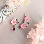 作品🆕 桜 アシンメトリー イヤリング ピアス イヤーカフ 【スワロフスキー使用】     