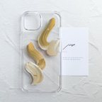 作品【送料無料】gold × beige ニュアンス スマホケース【iphone/アクリル絵の具】