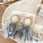 作品2wayシェル調デニムタッセルピアス♡イヤリング