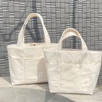 作品【手紡ぎ糸で織ったポケットの帆布Bag】