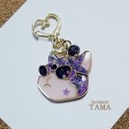 作品ゴーグルねこ(ФωФ)のキラキラキお花いっぱいキーホルダー♡