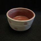 作品陶器　抹茶茶碗　赤水玉模様