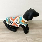 作品【再販】犬服　ネイティブ柄 エメラルド❤︎ タンクトップ オルテガ柄 ドッグウェア 