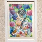 作品【額装原画】夏のひと時を