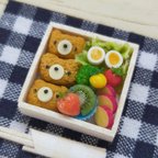 作品ミニチュア　くまちゃん🐻いなり寿司弁当🍙(木箱)