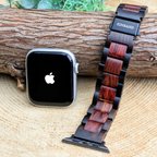 作品【木製バンド】EINBAND AppleWatch アップルウォッチ 天然木 木のベルト 20mm【エボニー×レッドサンダルウッド】