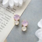 作品Double bijou earring／pierce（ラベンダー＊リネンイグナイト）*4339*