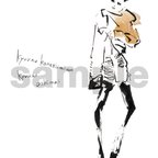 作品Fashion Illustration D（水彩画イラスト・A4）