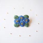 作品［新作・受注制作］プリムラの刺繍ブローチ（blue）