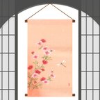 作品秋の壁飾り　秋桜　手染め京友禅和紙タペストリー