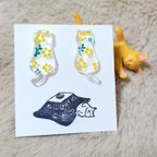 作品透明 花柄 猫 ✱ ピアス ✱ ハンドメイド