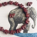 作品【4コセット】JIRI＊IVANA#czech beads#チェコビーズ　elephant 🐘14✖️10㍉ Bordeaux carmine red/copper