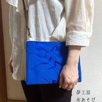 作品帯のサコッシュバッグ*桔梗×青/着物リメイク