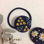 作品森の刺繍＊くるみボタン ヘアゴム