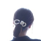 作品Wood hairtie◎◎ネイビー×ウッドヘアゴム兼ブレスレット 