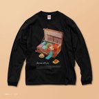 作品ハイクオリティー ロングTシャツ「Journey with you 一緒にいく気のネコ」 