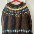 作品手紡ぎ毛糸のセーター　ブラウン