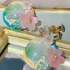 作品【SALE】イヤリング 月明かりの花畑〜さくら〜