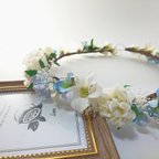 作品優しい水色とホワイトの花冠 サムシングブルー