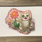 作品刺繍ブローチ　にやにやねこ#7