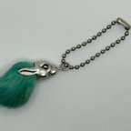 作品◆シルバー◆ラビットフット キーホルダー◆グリーン◆ LUCKY RABBIT FOOT KEYCHAIN 