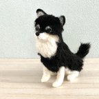 作品羊毛フェルトのロングコートチワワ(ブラックタン)　 犬のぬいぐるみ