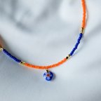 作品Heart shaped beaded necklace  ( Orange and Blue )