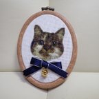 作品オーダーメイド★ねこフレーム刺繍★クロスステッチ、ミニサイズ、お試し価格