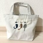 作品刺繍　3匹の猫ちゃんトートバッグ