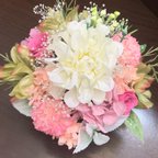 作品ダリアとコスモスの花かごアレンジ💐