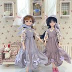 作品くすみ色ローンのジャンパースカート&ブラウス&ボンネット★ナチュラルカントリー ★ holy-doll