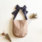 作品【受注生産】ショルダー・斜めがけ・手提げと3wayで使える！  canvas ribbon tote bag（シナモン）