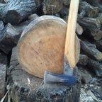 作品薪割り台　けやき原木　樹皮むき済み