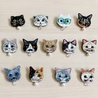作品猫さん刺繍のキラキラブローチ.* CAT Embroidery Brooch