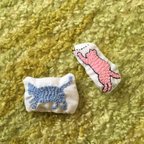 作品2個セット 猫の手刺繍ワッペンアップリケ 送料無料