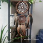 作品送料無料♪マザーオブパール×水晶 2連Dreamcatcher