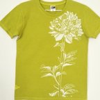 作品型染めLサイズお花Tシャツ(女性用) ～シャクヤク～