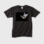 作品胸元から猫！ Tシャツ 黒