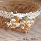 作品♡新色♡かすみ草のminiイヤリング/ピアス ナチュラル【オレンジ&オフホワイト】