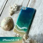 作品〈現品作品 iPhoneSE/7/8〉 Ocean Phone case Okinawa coral sand ver （海のスマホケース 沖縄・珊瑚砂ver）