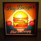 作品アメリカン ハンバーガー ビックバーガー ファーストフード カフェ バー インテルアリ ランプ 看板 置物 雑貨 LEDライトBOX