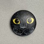 作品くるみボタンの猫マグネット【黒猫】