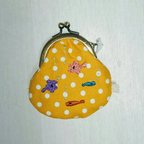 作品手刺繍ドット柄がま口コインケース