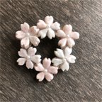 作品桜のブローチ　陶器　ピンク　02