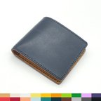 作品【22色からカスタマイズ】お札＆カードのシンプルな革製2つ折り財布 栃木レザー